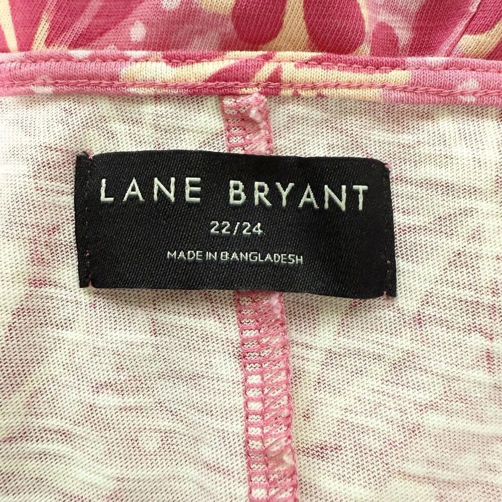 Lane Bryant 22/24 Swing V-Neck Tiered Dress Pink Short Sleeve Cotton Casual - Picture 7 of 12